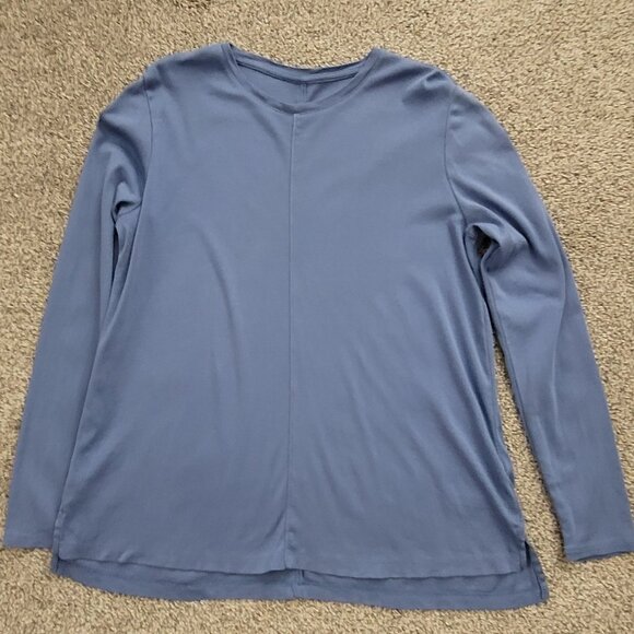 Ladies J.Jill Blue Pima Crew Next  High Low Tee , Size Medium - Picture 5 of 12